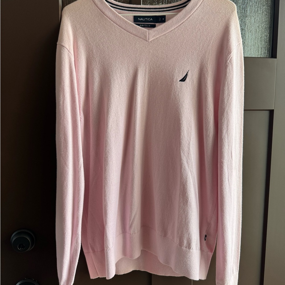 Nautica Pink V-Neck Sweater Classic Fit